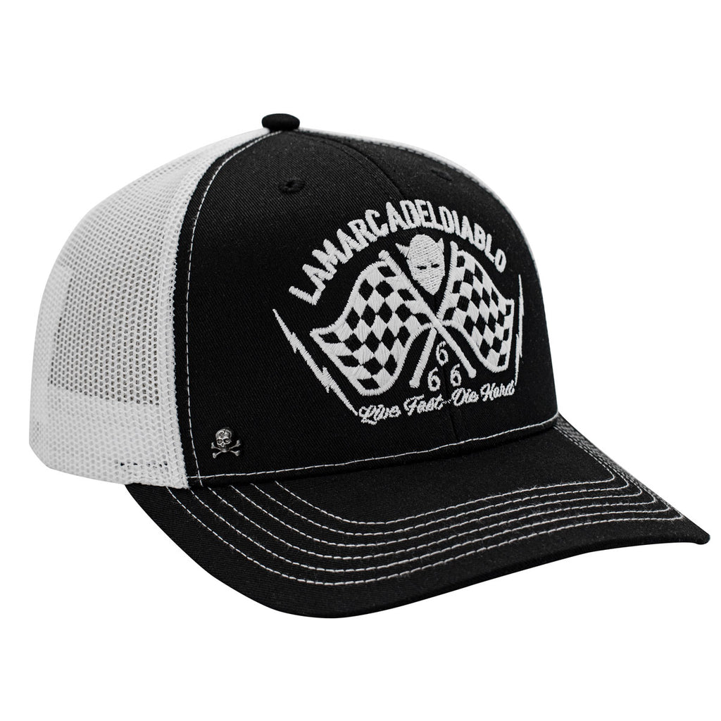 GORRA TRUCKER BICOLOR N/B LIVE FAST DIE HART