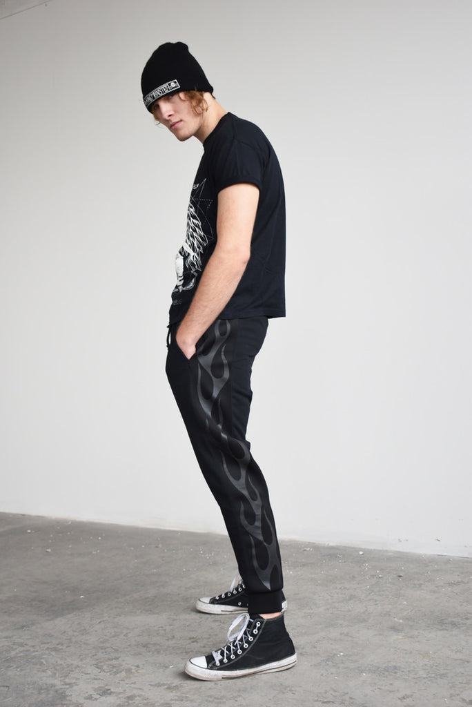 Pants Black Flames